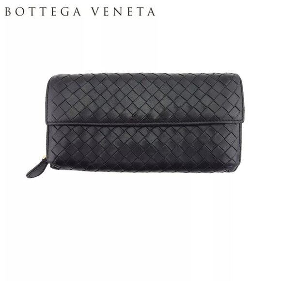BOTTEGA VENETA Long Wallet Intrecciato Leather Authentic Used - Picture 1 of 10
